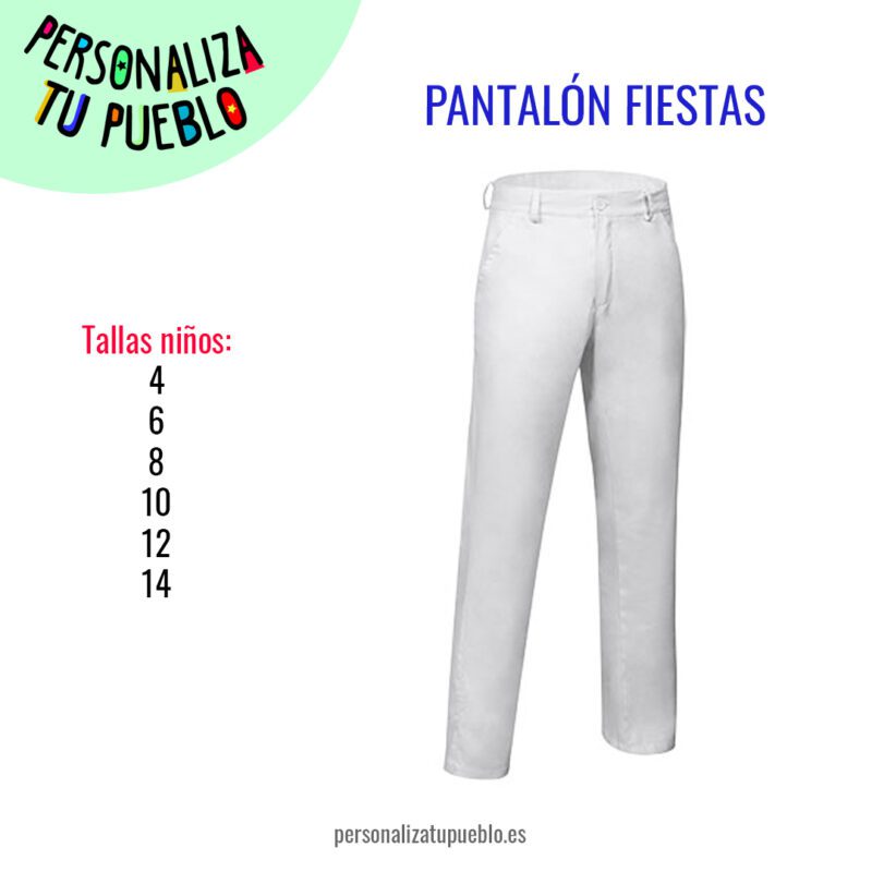 Pantalón blanco infantil fiestas unisex